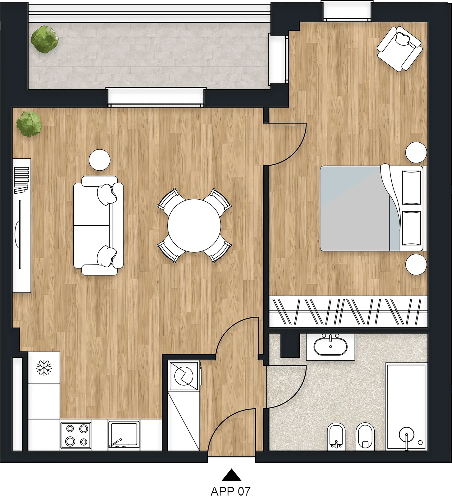 Planimetria dell’appartamento Elara, APP 07