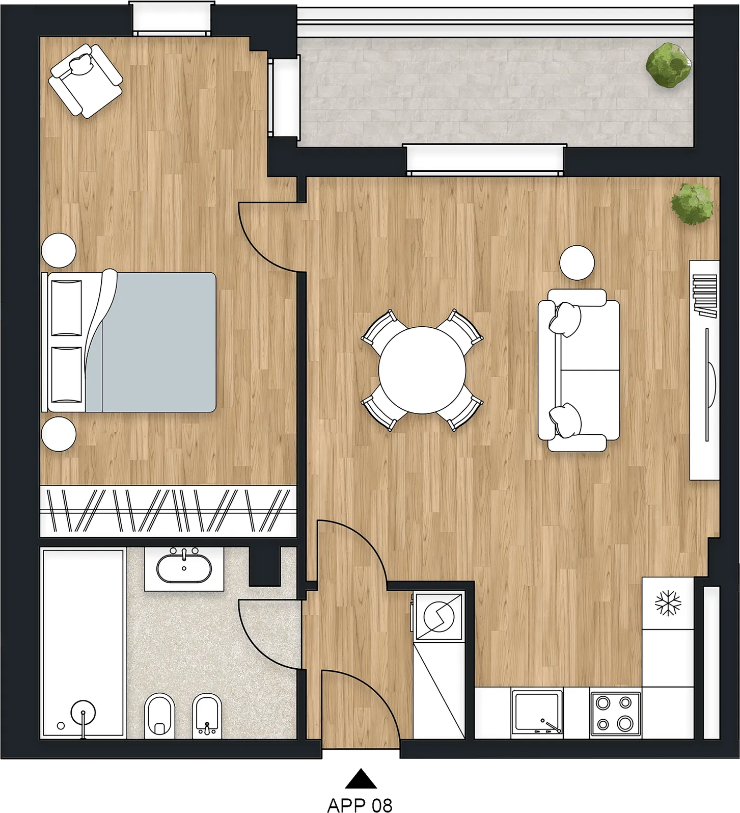 Planimetria dell’appartamento Teren, APP 08
