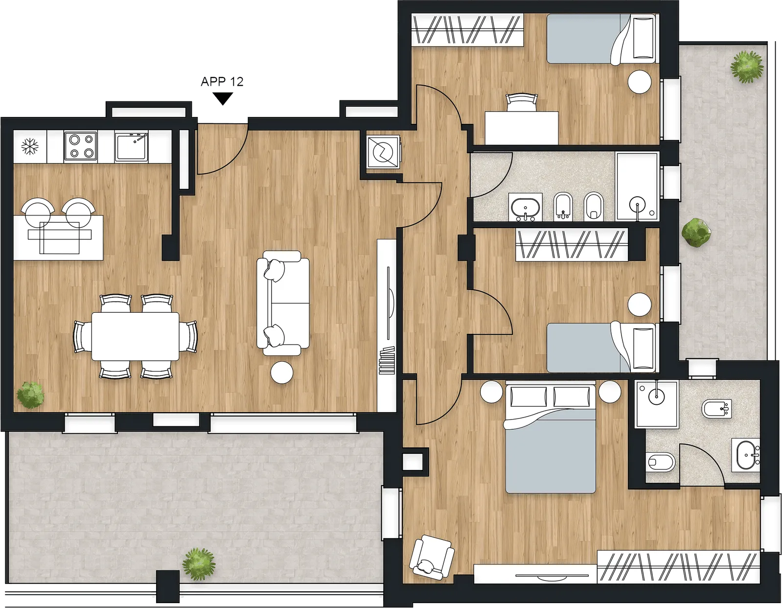 Planimetria dell’appartamento Zenith, APP 12