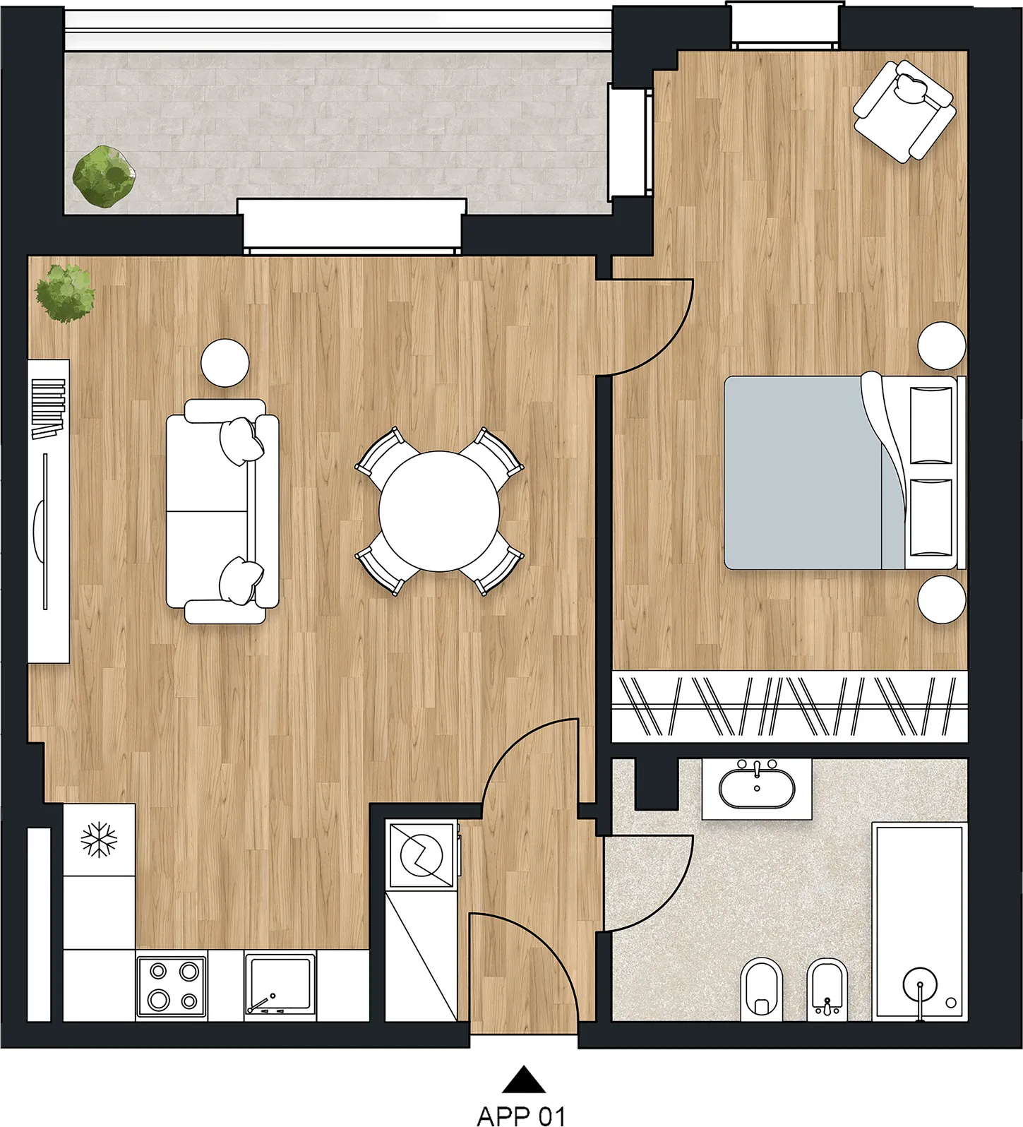 Planimetria dell’appartamento Elara, APP 01