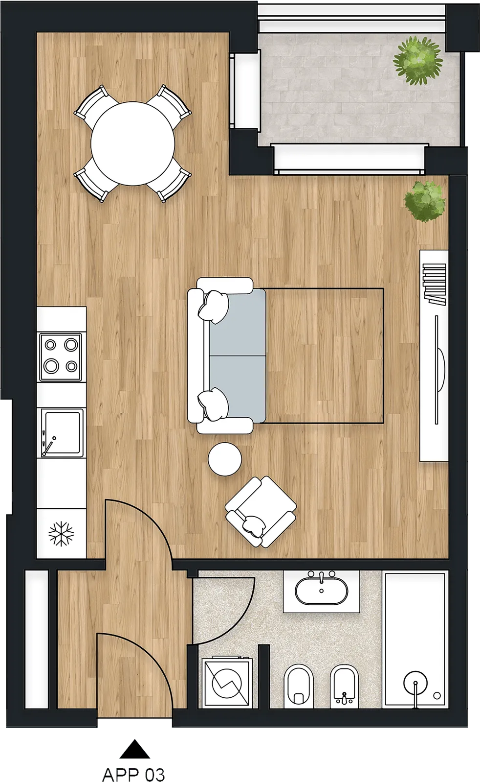 Planimetria dell’appartamento Lumen, APP 03