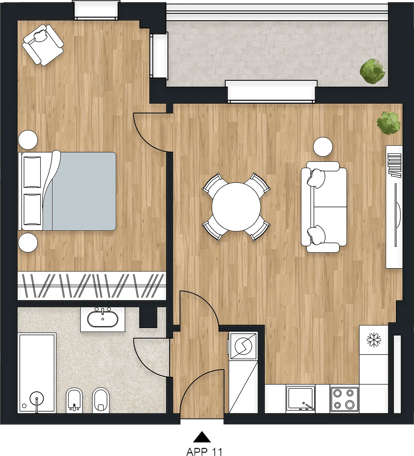 Planimetria dell’appartamento Teren, APP 11