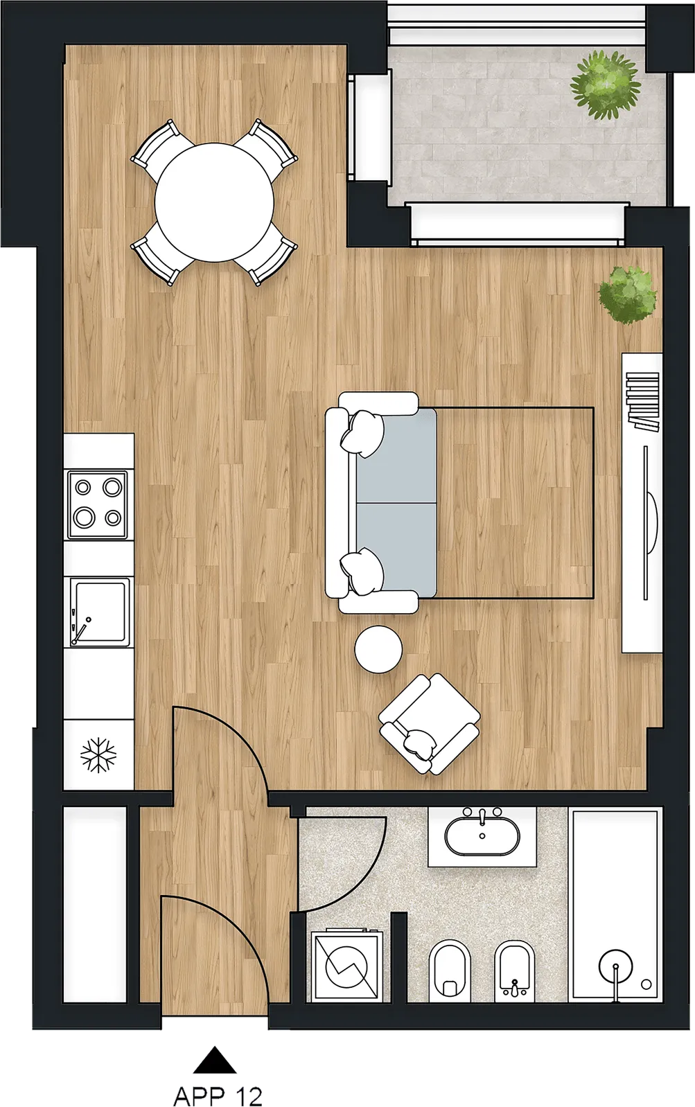 Planimetria dell’appartamento Lumen, APP 12