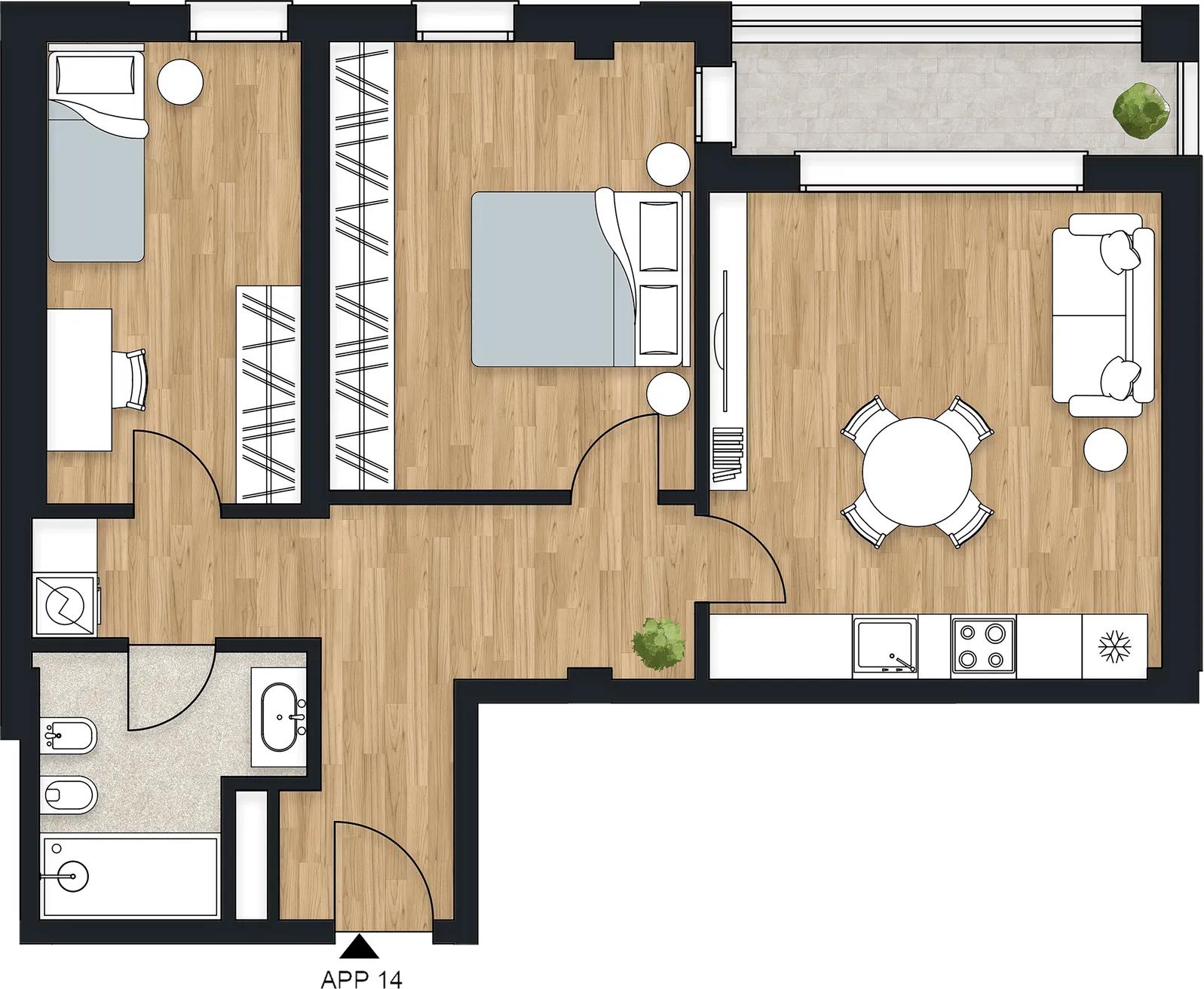 Planimetria dell’appartamento Melior, APP 14