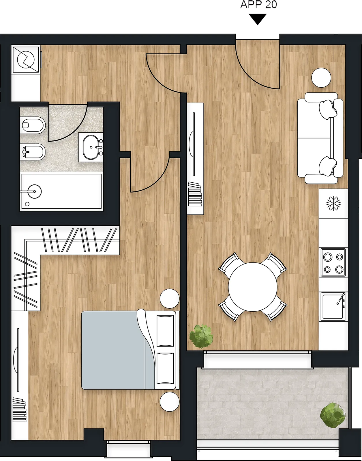 Planimetria dell’appartamento Valen, APP 20